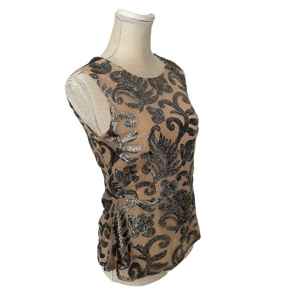 Anthropologie Greylin Embellished Sequin Peplum Top - Picture 4 of 16